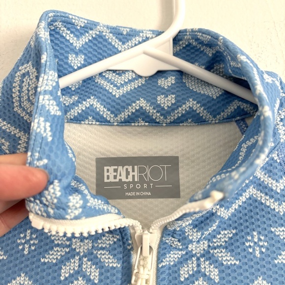 Beach Riot Kamara Fair Isle Half Zip Blue Long Sleeve Top Women’s Size Small - Picture 4 of 8